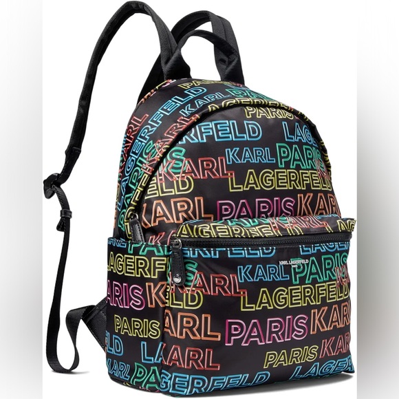 Karl Lagerfeld Handbags - NWT $198 KARL LAGERFELD AMOUR BACKPACK BLACK MULTI LOGO PADDED